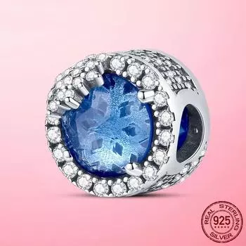New 925 Sterling Silver Dazzling Blue Snowflake Charm Beads Fit Fashion Women Bracelet Diy Cubic Zircon Silver 925 Jewelry