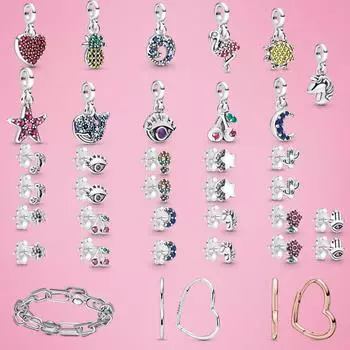 New 925 Sterling Silver My Love Starfish Flamingo Pendant Charm Fit Original Me Bracelet DIY Bead Jewelry For Women