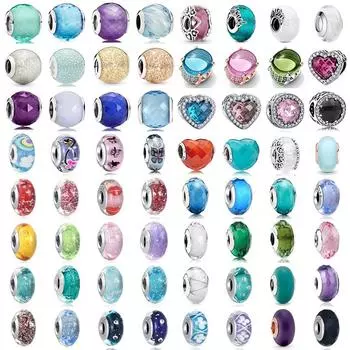 Новый 925 пробы посеребренный светящийся стеклянный Шарм Буле Мерано Радужная бусина подходит для оригинального браслета Pandora зажим для ювелирных изделий