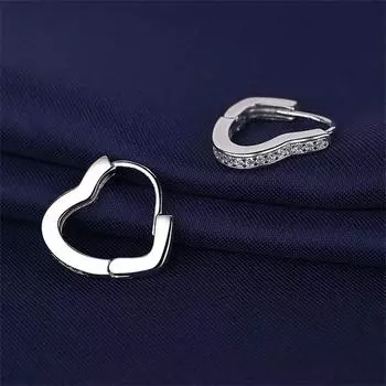 New 925 Sterling Silver Women Earrings Fashion Lusciousness Heart-Shaped Fresh And Elegant Girl A Pair Ear Studs Jewelry Gift