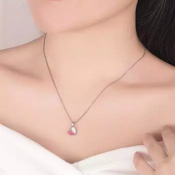 New 925 Sterling Silver Women Necklaces Fashion Luscious Maiden Heart-Shaped Pendant Clavicle Chain Jewelry Length 45CMNew 925 S