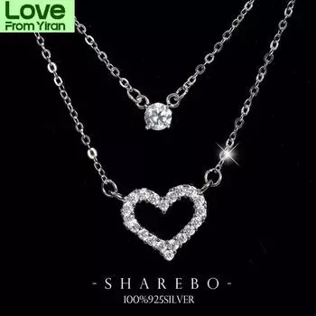 New 925 Sterling Silver Zircon Heart Necklaces Pendant Fashion Sterling Silver Jewelry Statement For Women Bijoux