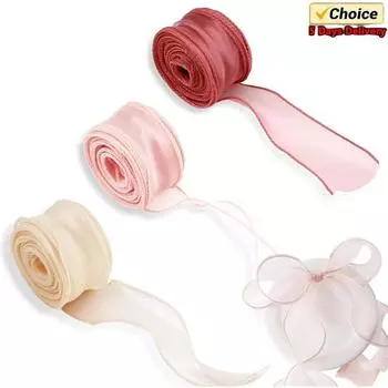 New 9M Iridescent Fishtail Yarn Ribbons Flowers Bouquet Packaging Organza Wired Ribbon Christmas Wedding Decor Gift Wrapping 9M