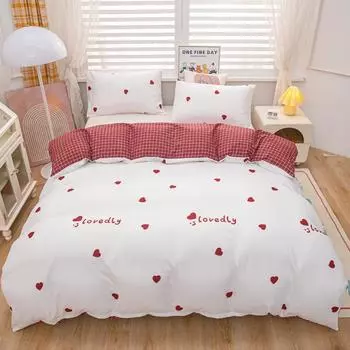 New AB Version Single Quilt Cover Plant-cashmere Single Print Quilt Cover Bring 2 Pillowcases Bedding for Students 220x240 150x200cm 3pcs