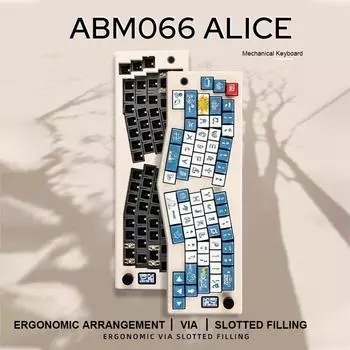 New ABM066 Wireless Mechanical Keyboard Alice-layout Hot Swappable Mechanical Keyboard BT/2.4Ghz Wireless /Type-C Wired Keypad белый