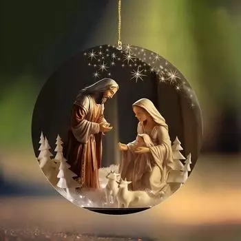 Новая акриловая плоская 2D подвеска для автомобиля в виде рождественского вертепа, акриловая трехмерная визуальная подвеска для рождественского вертепа