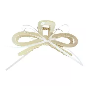 New Acrylic Hair Claw Ribbon Bow Transparent Shark Gripper For Women Girls Summer Outdoor Simple Hair Accessories 12cm