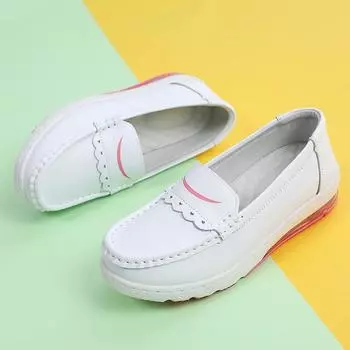 New air cushion nurse shoes women s soft sole comfortable non-slip breathable flat heel thick sole medical work white shoes 34