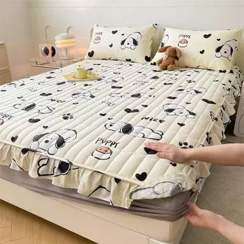 New All-cotton Soybean Cotton Bedcap Printed Lace Cartoon Bed Cover Skin Friendly Comfortable Bed Cover 200x220 150x200 180x220 120x200x30cm 1pcs
