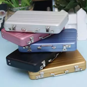 New Aluminum Storage Box Business ID Credit Card Holder Mini Suitcase Bank Card Box Holder Jewelry Case Organizer Rectangle чёрный