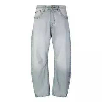 New American High Street Pleated Washing Scimitar Jeans Men and Women Trousers S