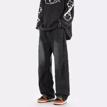 New American Retro Men s Casual Pants In Spring and Autumn Loose Straight Wide-leg High Street Handsome Jeans S