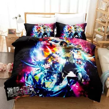 New Anime Attack on Titan Bedding Sets Duvet Cover Set With Pillowcase Twin Full Queen King Bedclothes Bed Linen Home Textiles EU Twin 135x200cm