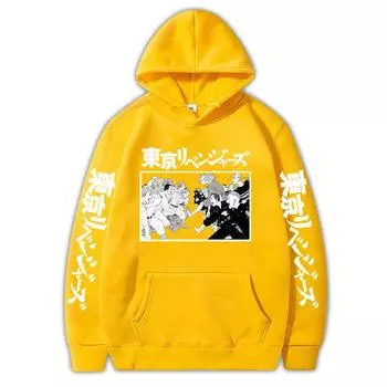 New Anime European And American Printed Hooded Sweater XS красный