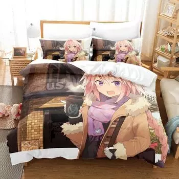 New Anime Fate - Astolfo Bedding Set Single Twin Full Queen King Size Bed Set Adult Kid Bedroom Duvet cover Sets Home Textiles EU Twin 135x200cm