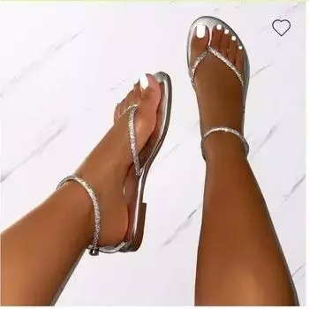 New Ankle Strap Women s Sandals Beach Flip Flops 2024 Summer Fashion Women s Shoes Gold Flat Roman Women s Sandals Women Sandals 35 чёрный