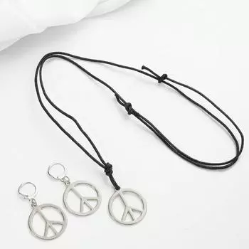 New anti-war peace logo pendant necklace set retro old style long chain earrings versatile
