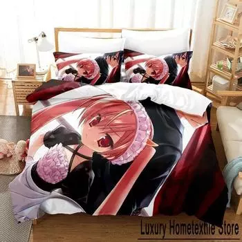 New Aria The Scarlet Ammo Bedding Set Cartoon Anime three-piece set Adult Kid Bedroom Duvet cover Sets 3D Print Kawaii Anime EU Single 135x200cm
