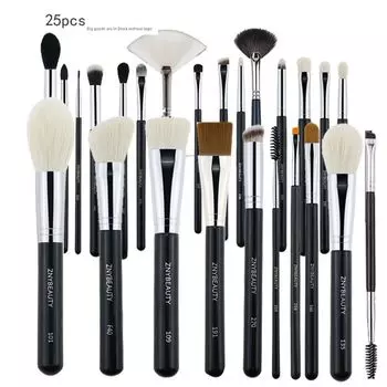 New Arrival 30 Makeup Brushes Suit Soft Hair Eye Shadow Blush Face Powder Full Set Makeup Tool Brush Makeup Training 25 large Suit (with fan White + Black)