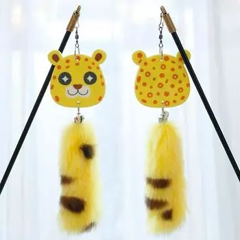 New Arrival Artificial Tiger Tail Cat Teaser Long Brush Holder Zebra Solid Cat Playing Rod Pet Supplies Cat Toy Leopard Tail