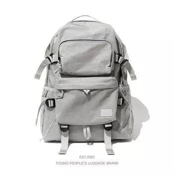 New Arrival Backpack Female Travel Lightweight College Students Bag Male Junior High School Student Outdoor Sports Large-Capacity Backpack Light gray small size