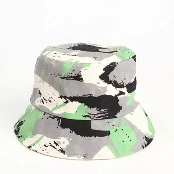 New Arrival Camouflage Bucket Hat Men s and Women s Fashion Graffiti Color Matching Sun Protection Sun-Proof Basin Hat Outdoor Casual Sun Hat Tide Green M(56-58cm)