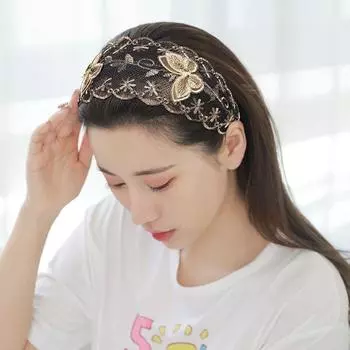 New Arrival Covering Gray Hair Hat Ladies Headdress Cover Extra Wide Hairband Hat Look Younger Hairpin Hair Hoop Hairpin with Broad Edge Butterfly Gold Standard