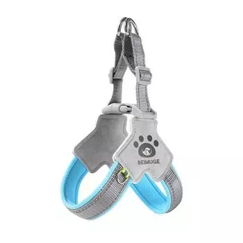New Arrival Dog Breast Strap Breathable Plaid Thickened Hand Holding Rope Saddle Vest Reflective Dog Leash Pet Supplies L [11.00 kg-17.50 kg]] Sky Blue