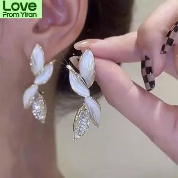 Новое поступление, модные серьги-подвески из металла, модные женские серьги-подвески с растительным мотивом, элегантные корейские женские украшения в виде цветов синий