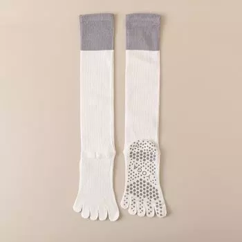 New Arrival Five Finger Yoga Socks Children s Professional Sports Anti-Slip Long Tube Split Toe Pilates Compression Calf Socks Fall and Winter White (stockings)