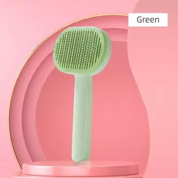 New Arrival Float Hair Cleaning Needle Comb Knot Opening Massage Pet Comb Stainless-Steel Needle One-Click Hair Removal Cat Dog Grooming Brush Green color box
