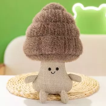 New Arrival Flower Stuffed Toy Artificial Succulent Mushroom Plant Figurine Doll Indoor Decoration Decorative Batch Doll Hair Brown Pine 23cm [boutique dolls-send small gifts]]