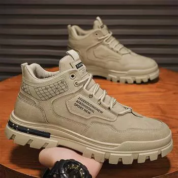 New Arrival Harajuku Style Designer Shoes Men s Breathable Flat Footwear Men Sports Sneakers Retro Male Running High Top Walking 39 бежевый