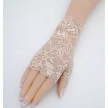 New Arrival Lace Half Finger Gloves Women s Thin Summer Silk Ice Short Sun Protection Driving Non Slip Elastic Fingerless Gloves Bridal Gloves Khakis 1-3 All yards