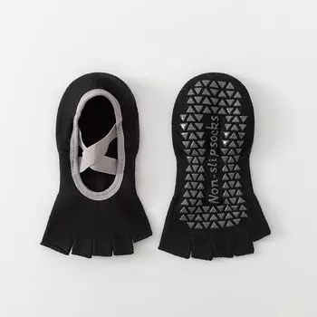 New Arrival Leaky Finger Yoga Boat Socks for Women Spring and Summer Indoor Professional Non Slip Pilates Socks for Running Five Toe Separation Sports [Black] 1 pair