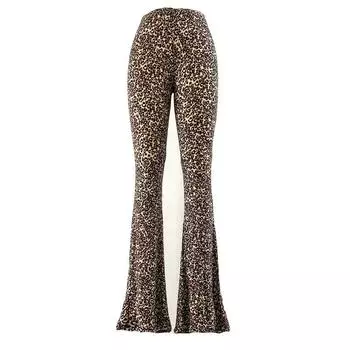 New Arrival Leopard Print Fashion Retro Print Low Waist Slim Fit Elasticated Waist Cotton Micro Elastic Sheath Bell-Bottom Pants Pants Women Leopard print M