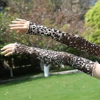 New Arrival Leopard Print Sun Protection Oversleeves Women s Summer Thin Outdoor Sun Protection Ice Silk Net Yarn Stretch Sexy Fashion Travel Leopard print All yards