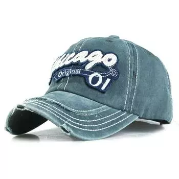 New Arrival Letters Chigago Baseball Cap Embroider Patch Washed Pure Cotton Hat Men s Patchwork Peaked Cap Distressed Army Green