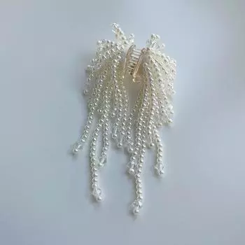 New Arrival Light Luxury Imitation Pearl Tassel Small Grip Clip Handmade Crystal Clip Trendy Water Drop Women Hair Jewelry