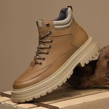 New Arrival Male Motorcycle Boots Men High Top Sneakers Genuine Leather Men s Outdoor Hiking Shoes Non-slip Men s Basic Boots 37