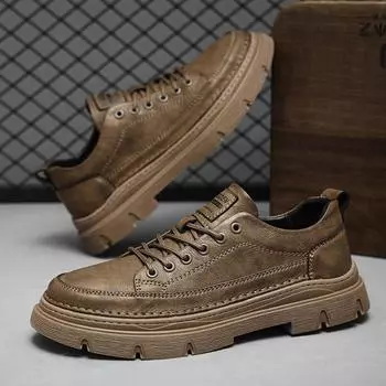 Новое поступление мужская повседневная обувь мужские кожаные оксфорды противоскользящие деловые кроссовки ручной работы официальная деловая обувь для отдыха и прогулок на плоской подошве 39 чёрный