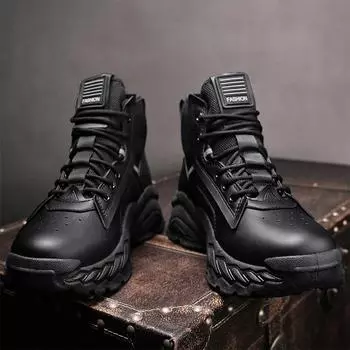 New Arrival Men s Tooling Boots Winter High Tops Water Proof Wear-resistant Outdoor Casual Mans Boot Working Safety Hiking Shoes 39 чёрный