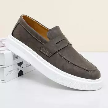 New Arrival Men Shoe Genuine Leather Mens Loafers Slip on Driving Shoes For Men High Quality Men s Casual Mens Breathable Flats 38 коричневый
