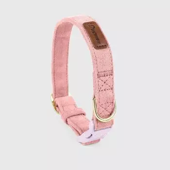 New Arrival Pet Hand Holding Rope Vest-Style Chest Strap Dog Collar Deer Velvet Dog Chest and Back Three-Piece Pet Supplies S Peach powder (collar)