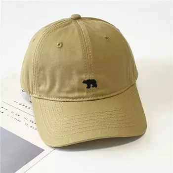 New Arrival Polar Bear Embroider Baseball Cap Men and Women American Soft Peaked Cap Spring and Summer All-Match Big Head Circumference Sun Hat Khaki Adjustable