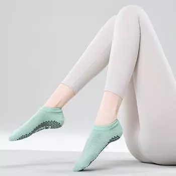 New Arrival Professional Non Slip Women s Pilates Yoga Socks Short Tube Beginner Fitness Room Socks Silicone Sports Boat Socks Clear Water Blue Green free size