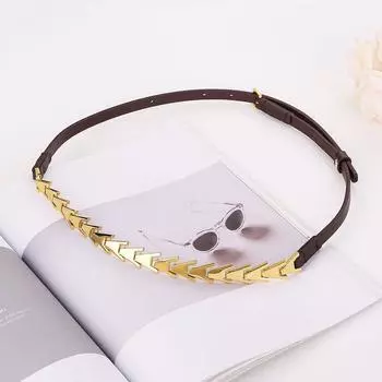 New Arrival Special-Interest Design Fishbone Thin Belt Dress and Coat Fashion Fashion First Layer Cowhide Thin Belt Coffee