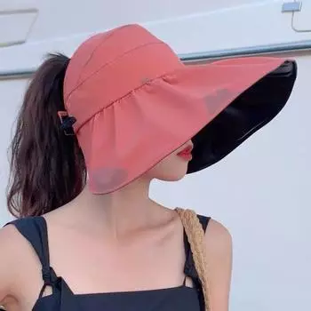 New Arrival Sun Protection Hat Women s Vinyl K-style Sun Hat Outdoor Cute Bucket Hat Summer Fashion Sports Hat Red One size