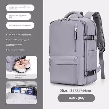 New Arrival Travel Backpack Men s Backpack Short Business Trip Travel Portable Luggage Bag Large Capacity Computer Schoolbag Women Star Gray [USB upgrade]]