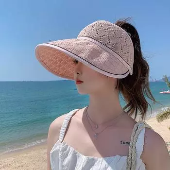 New Arrival Women s Spring and Summer Sun-Proof Topless Hat Outdoor Sports Breathable Wide Brim Headless Hat Manufacturer Pink One size